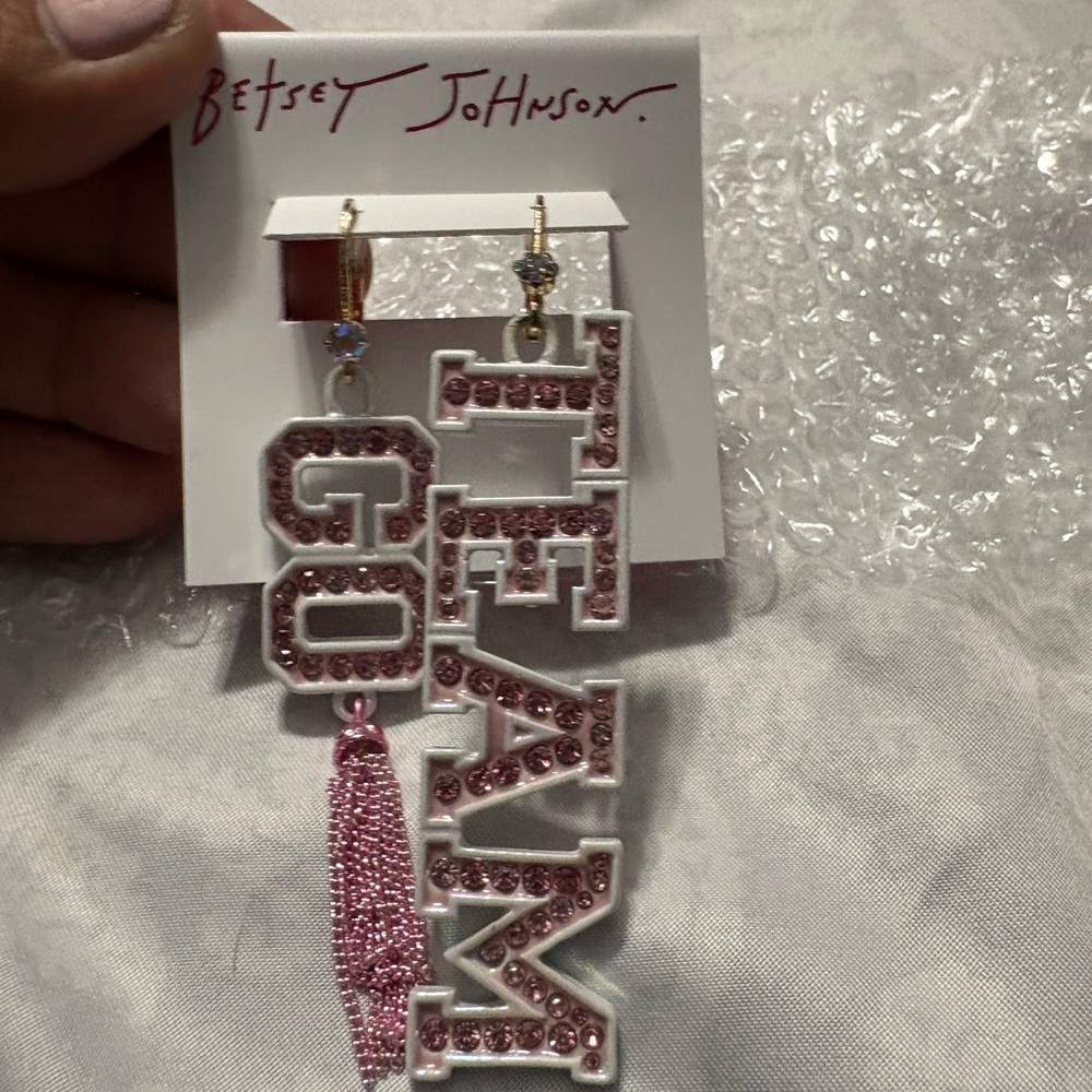 Betsey Johnson Pink Rhinestone Statement Earrings